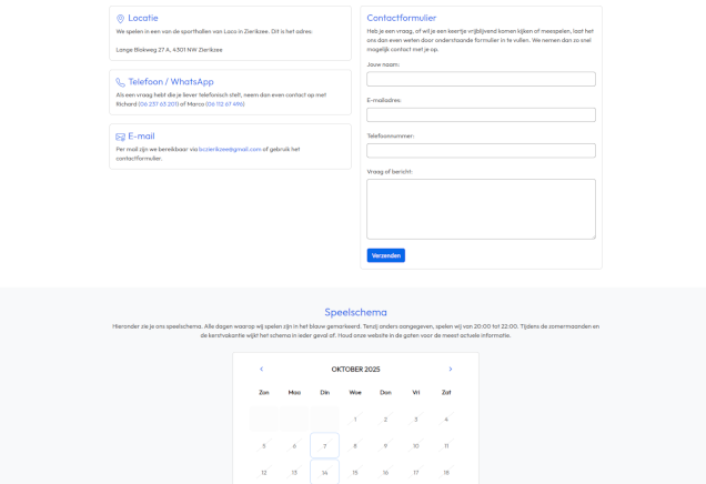 Screenshot Badmintonclub Zierikzee