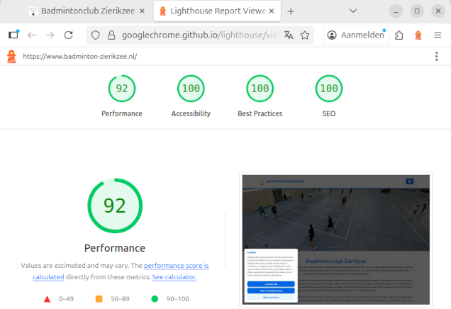 Screenshot Badmintonclub Zierikzee