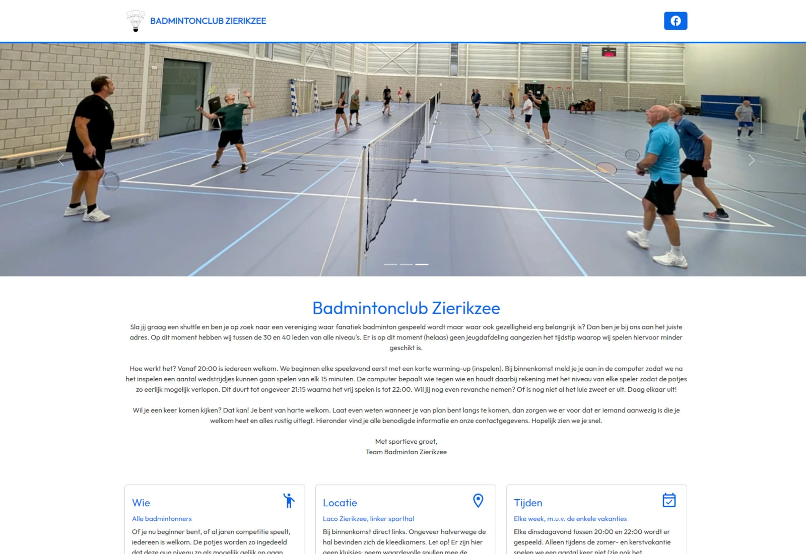 Screenshot Badmintonclub Zierikzee